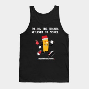 The Day The Teachers Returned To School Crayon Orange Funny Shirt Tank Top